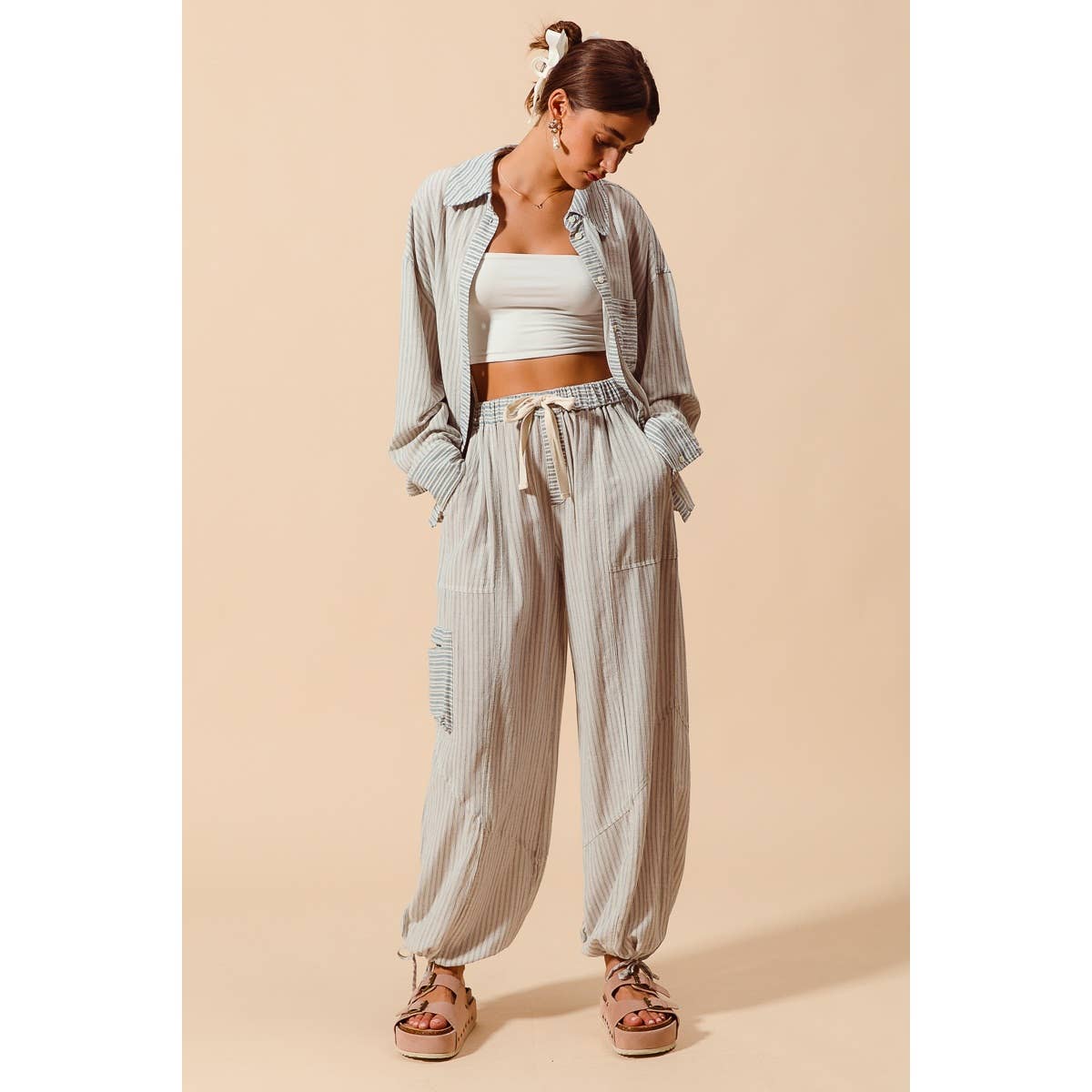 Vintage Striped Linen Pants