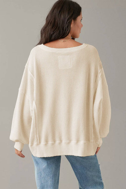 Ivory Waffle Knit Top