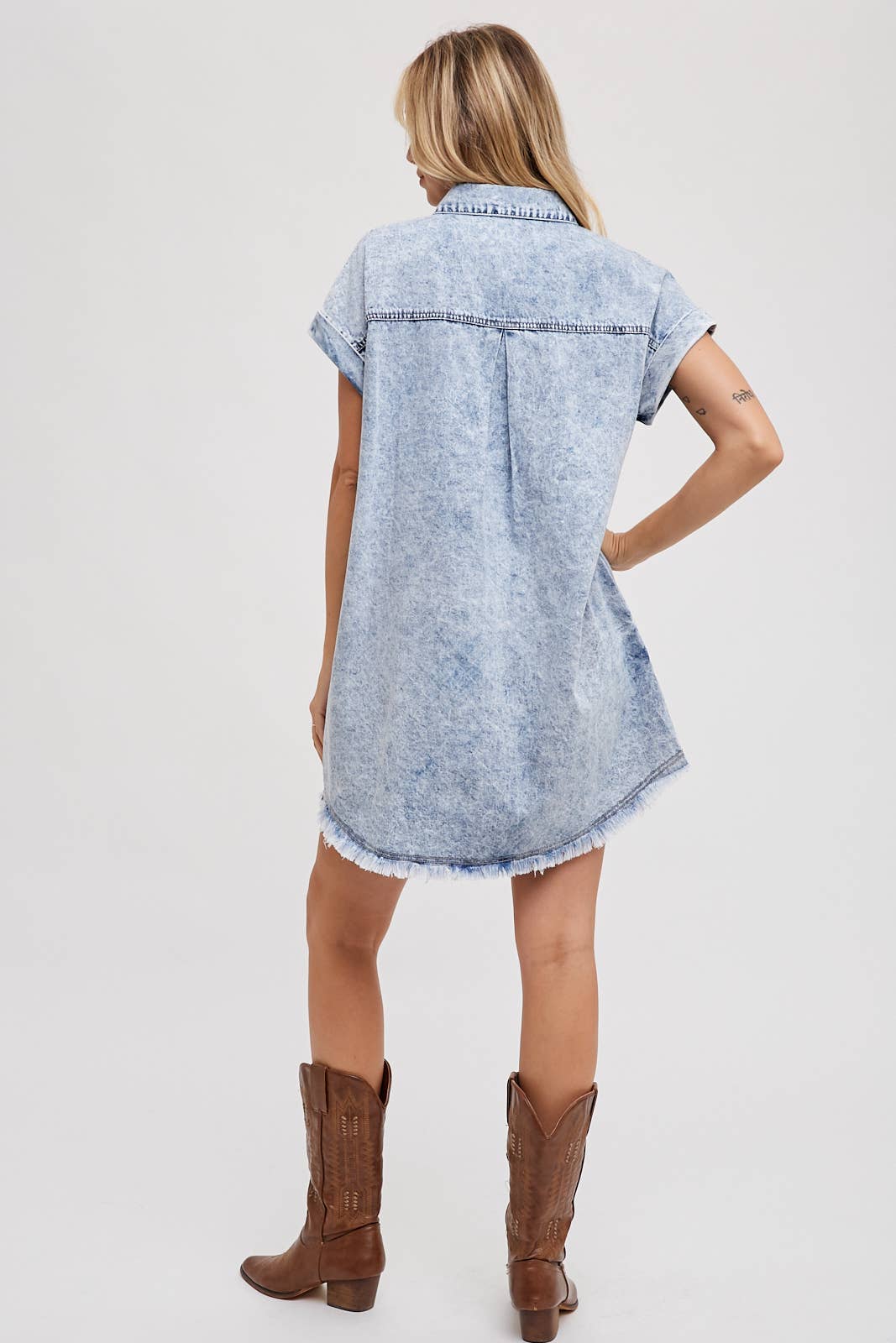 Frayed Hem Denim Dress