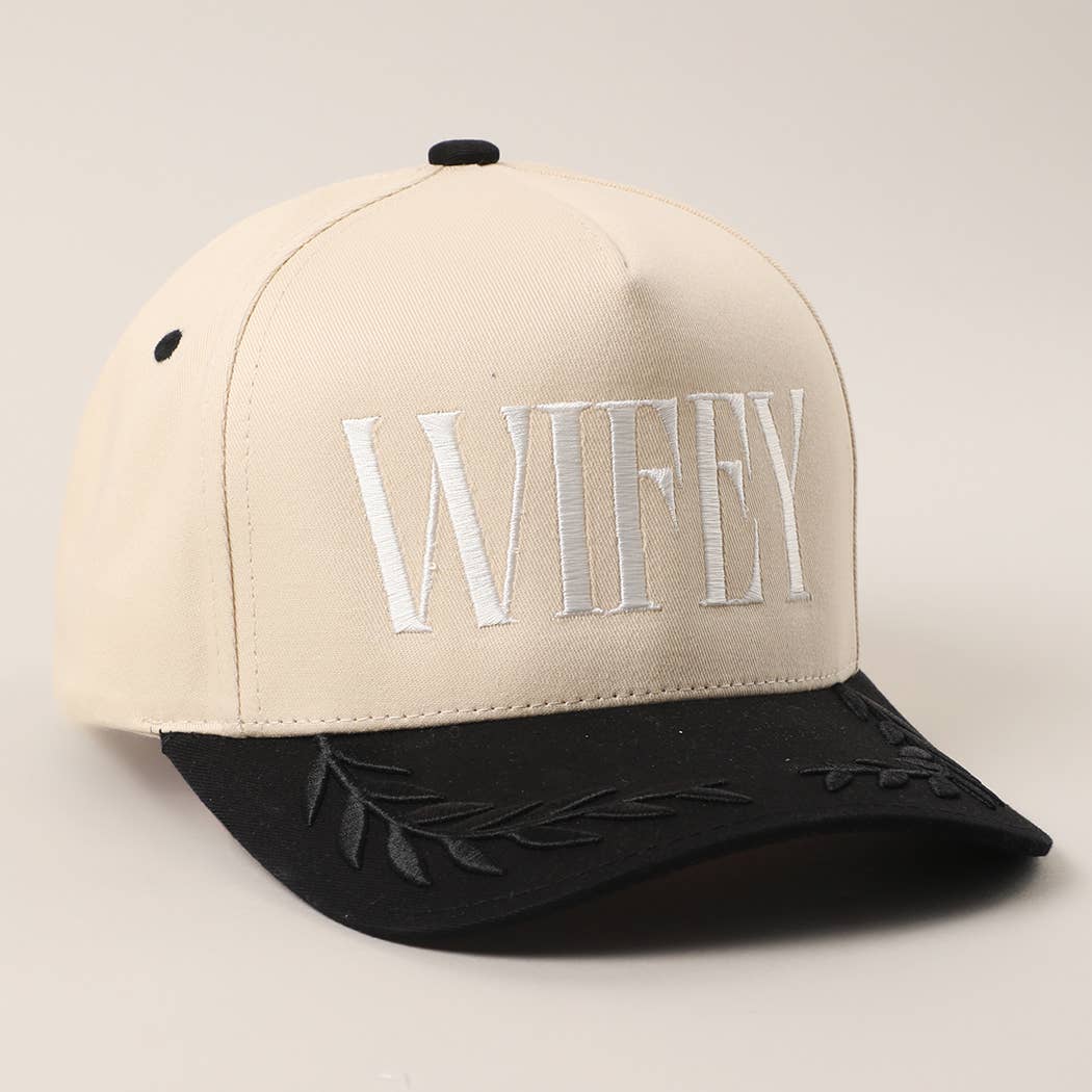 WIFEY Two-Tone Canvas Trucker Hat with Bay Leaf