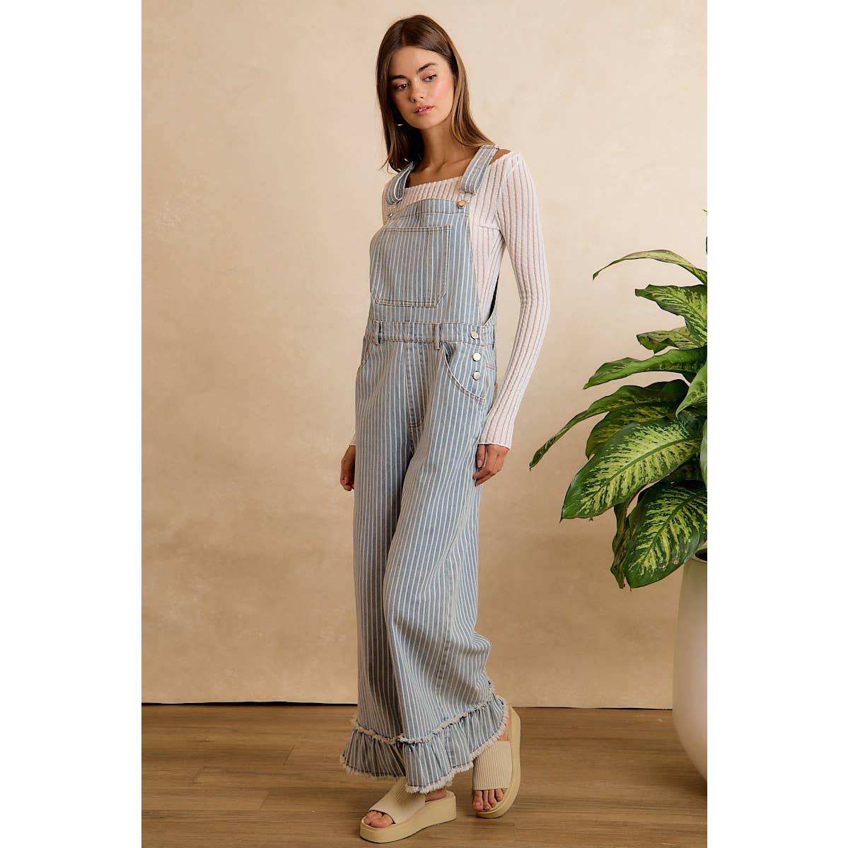 Make A Statement Ruffle Hem Overall