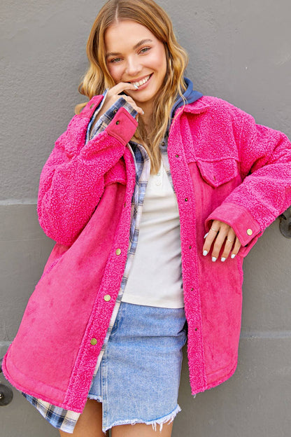 Faux Suede Jacket : Pink