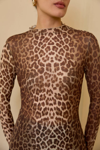 Leopard Mesh Top