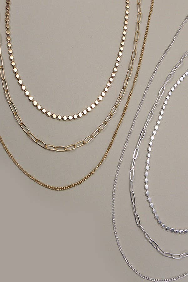 Coin Chain Layer Necklace : Silver