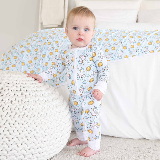 Silly Goose Convertible Zip Romper | Blue