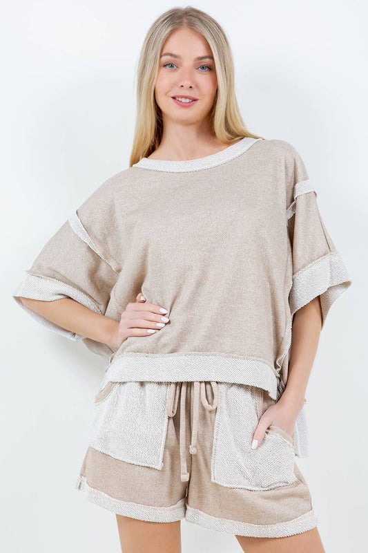 Terry Contrast Pocket Shorts