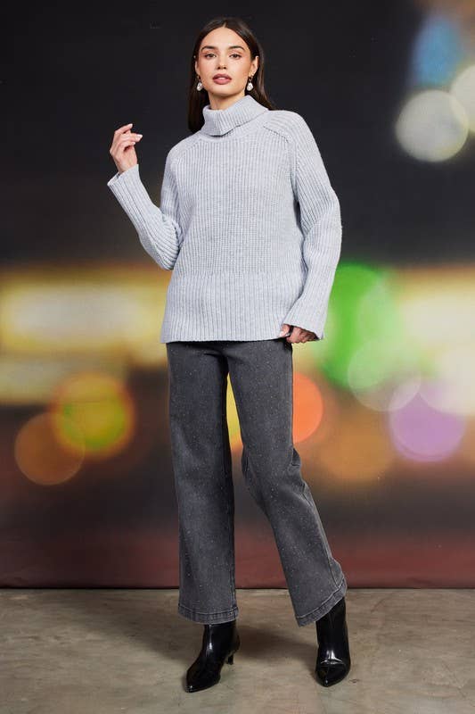 Cozy Split-Hem Turtleneck Sweater