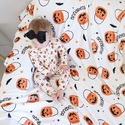 Trick or Treat Bamboo Waffle Zip Romper