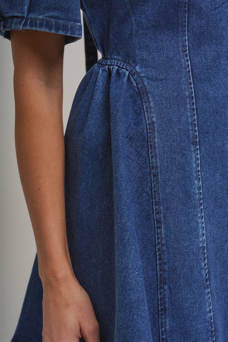 Puff Sleeve Denim Dress