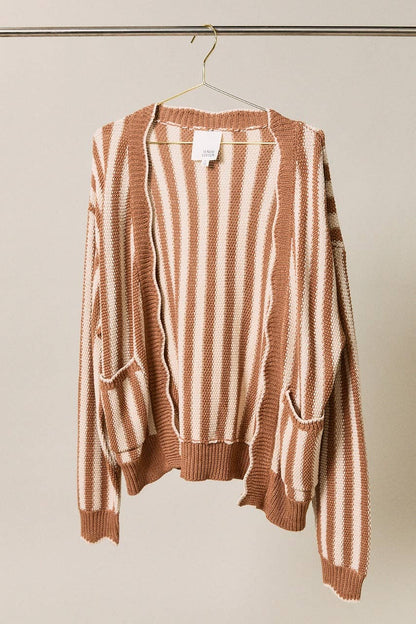Feeling Fall Vertical Striped Cardigan