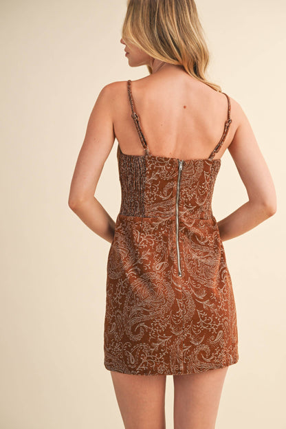 Pretty in Paisley Mocha Denim Dress