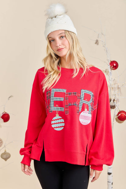 Merry Patchwork Oversized Top