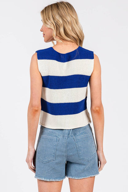 Go Team Striped Sweater Tank