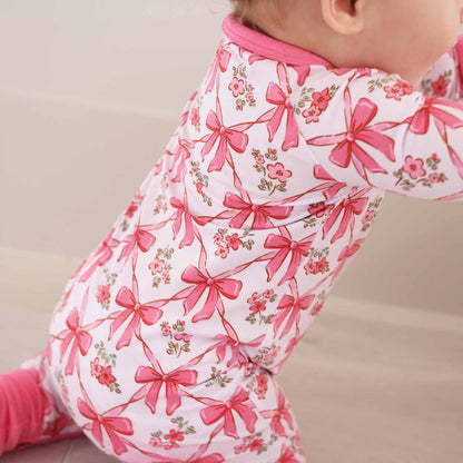 Bow Besties Bamboo Zip Romper