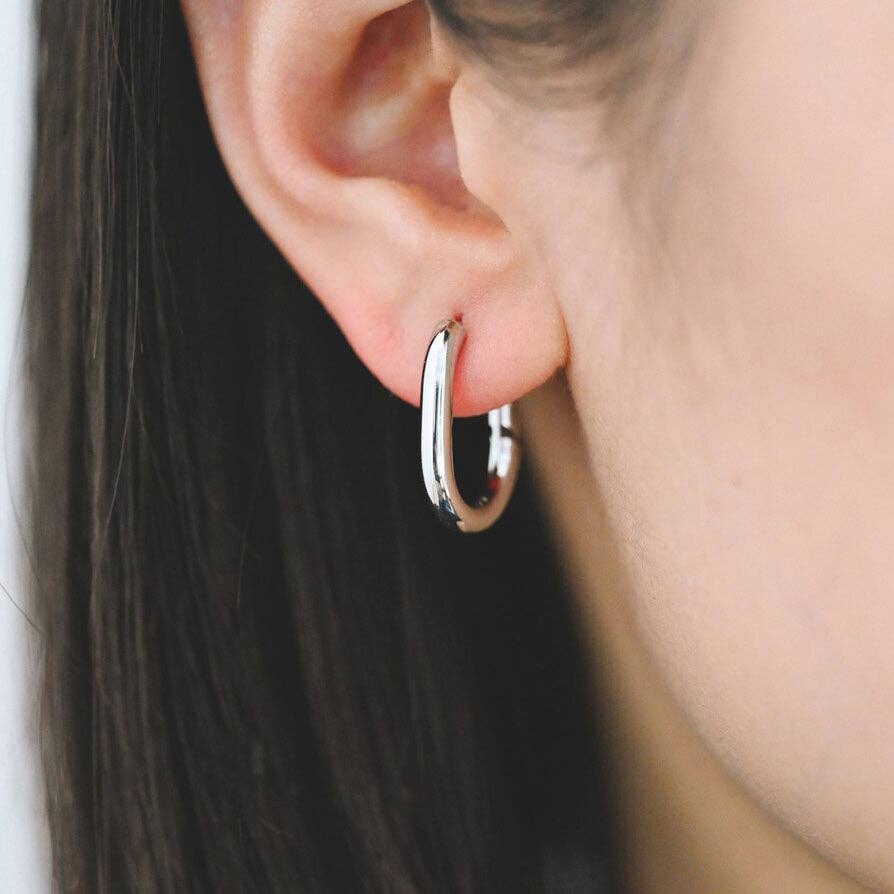 Thick Everyday Silver Oval Hoops