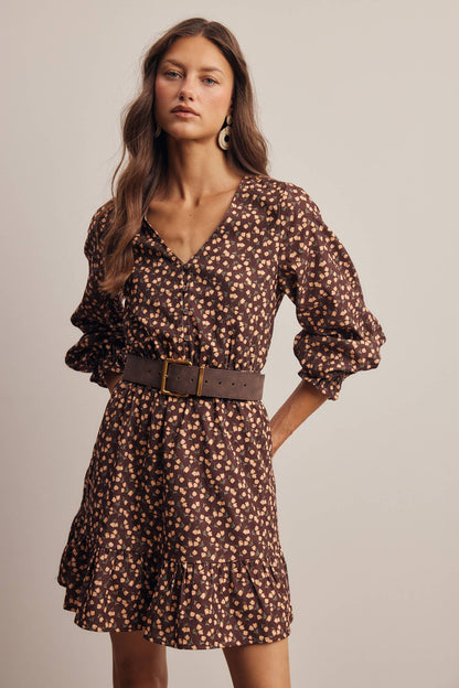 Floral Corduroy Mini Dress