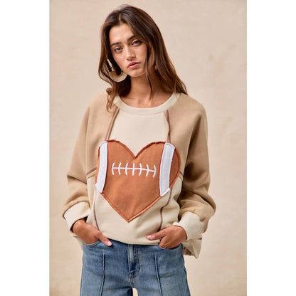Heart Football Fleece Sweatshirt