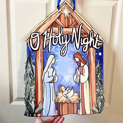 O Holy Night Nativity Door Hanger