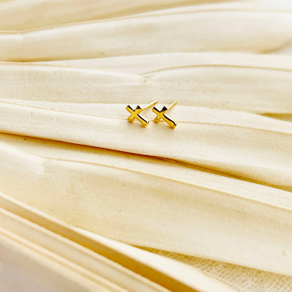 Mini Gold Cross Studs