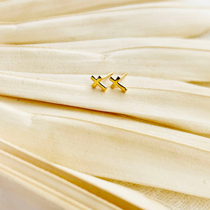 Mini Gold Cross Studs