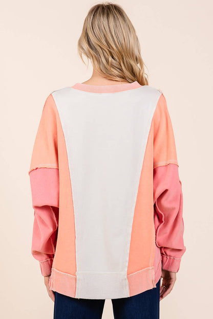 Peachy Color Block Sweatshirt