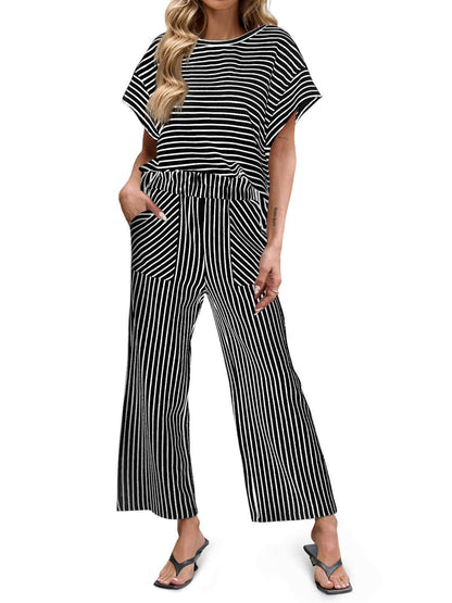 Striped Wide Leg Lounge Set