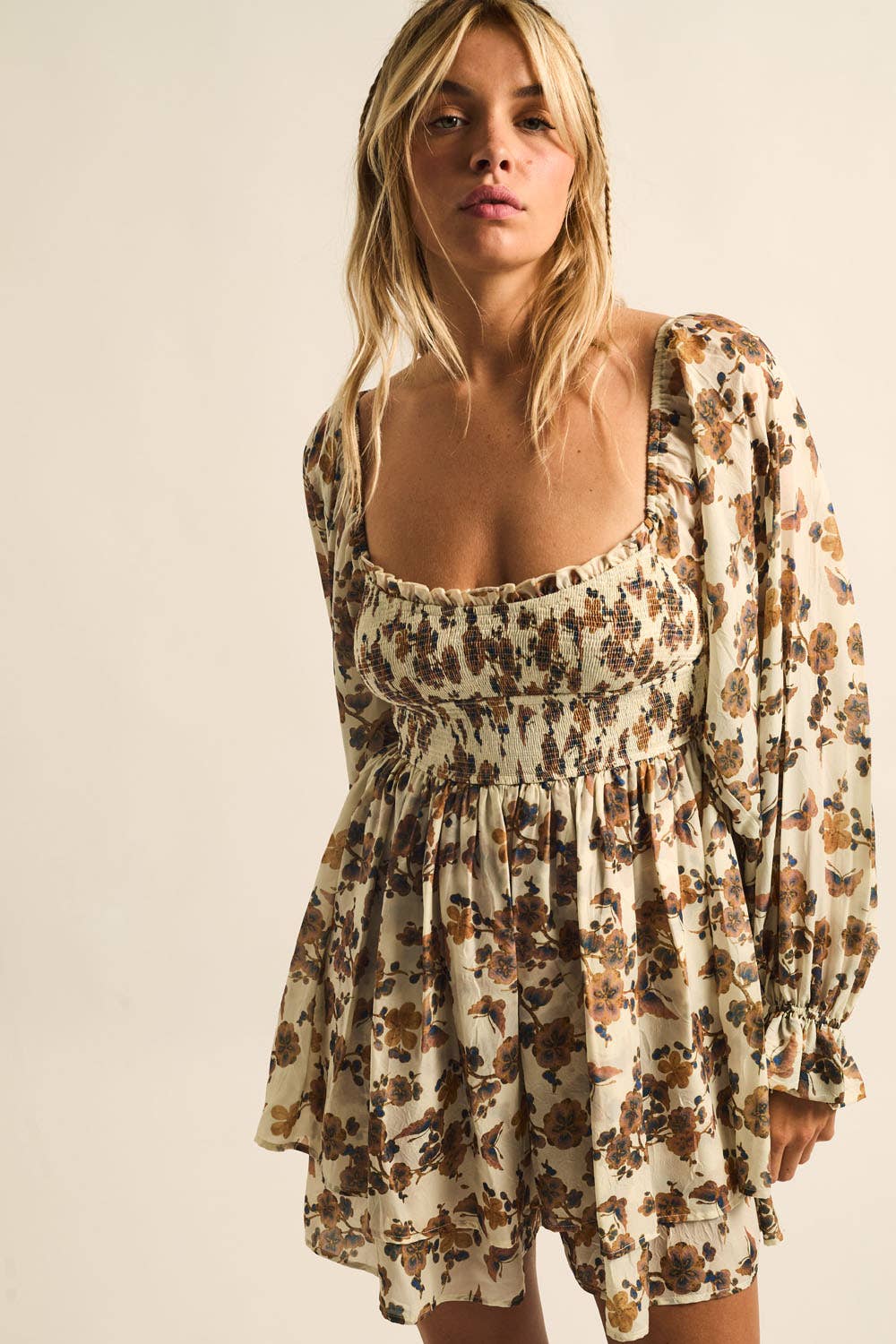 Floral Smocked Tiered Romper